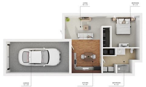 Floor plan for studio, 1 bath, 741 sqft